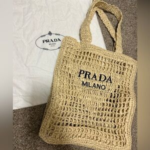 Straw beach tote - triangle logo raffia tote